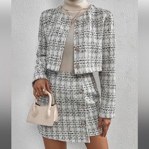 2 Piece Plaid Tweed Set